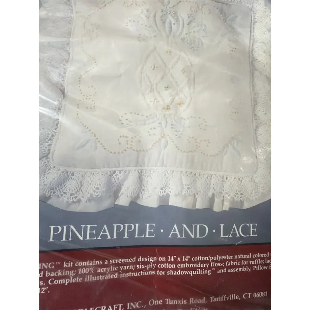 NEW Cathy Needlecraft Shadow Quilting Pillow Kit Pineapple,‎ And Lace 6925